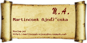 Martincsek Ajnácska névjegykártya